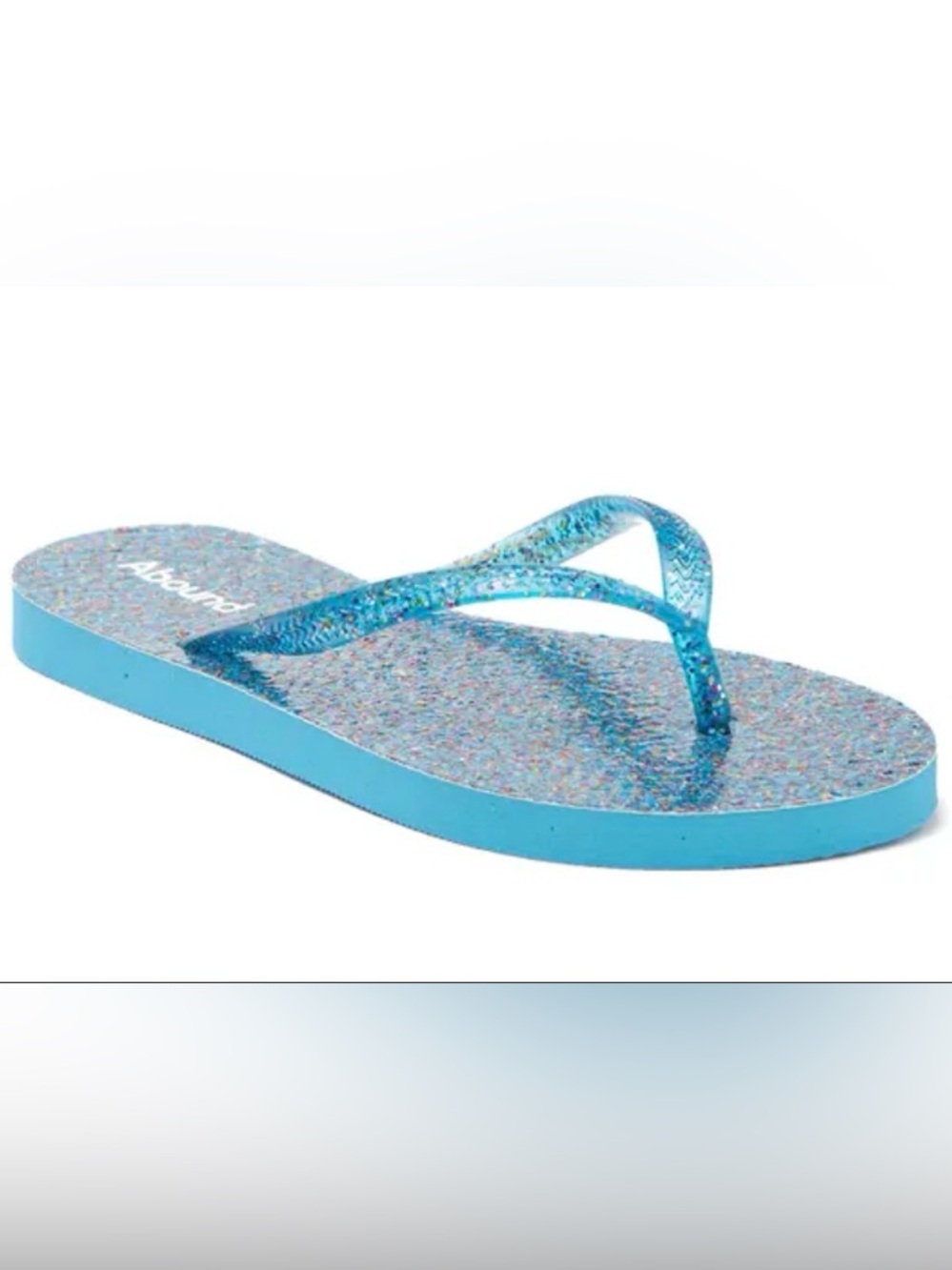 6/$20 Abound Leyo Sparkly Aqua Blue Glitter Flip Flops 8 NWT